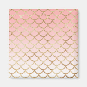 Girly Rosa och Guld Sjöjungfru Glitter Sparkles Magnet