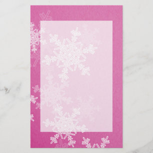Girly rosa och vit jul snöflingor brevpapper