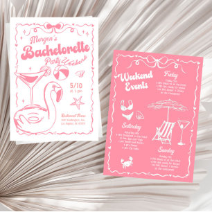 Girly Rosa och White Bachelorette Helg Party Inbjudningar