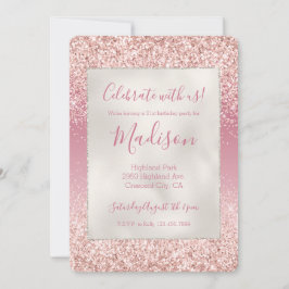 Girly Rosa Ombre Glitter Inbjudningar