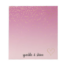 Girly Rosa Ombre Guld Confetti Glitter Heart