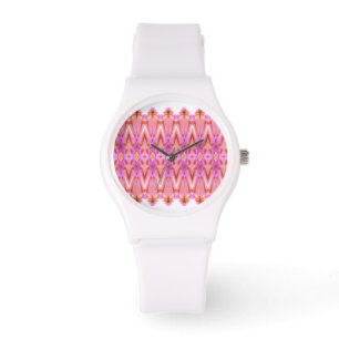 Girly Rosa Patterned Designer Armbandsur