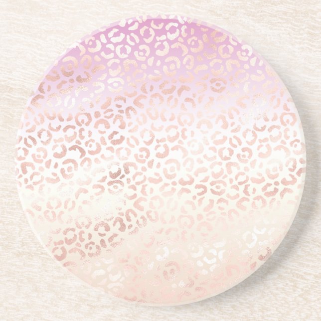 Girly Rosa Peach Glam Leopard Skriv ut Ombre Tie d Underlägg (Framsidan)
