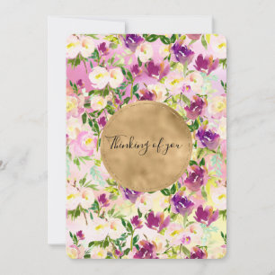 Girly Rosa Peach Lila Watercolor Blommigt