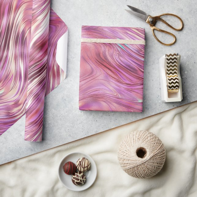 Girly Rosa Pearl Ro Guld Glam Presentpapper (Hantverk)