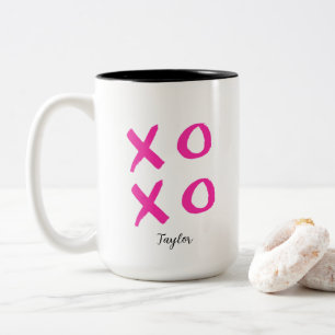Girly Rosa Personlig Valentines XOXO Två-Tonad Mugg