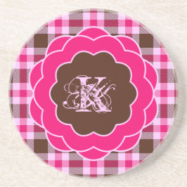 Girly Rosa Play Monogram Scalloped Ram Underlägg