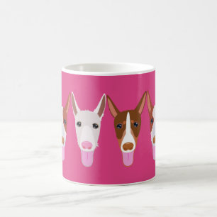 Girly Rosa Podenco Hund Tecknad Ansikte Kaffemugg