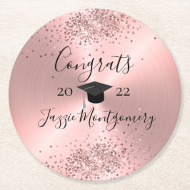 Girly Rosa Polisent Sheen Glittery Underlägg Papper Rund