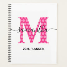 Girly Rosa Polka Dot Monogram