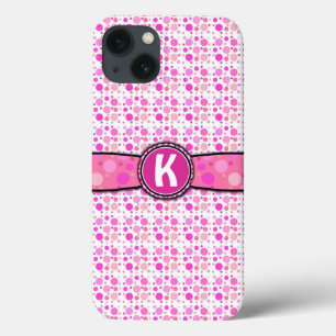 Girly Rosa Polka Dot Monogram Mönster