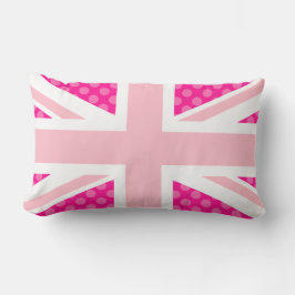 Girly Rosa Polka Dot Union Jack Lumbarkudde