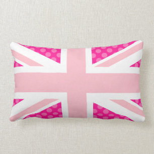 Girly Rosa Polka Dot Union Jack Lumbarkudde