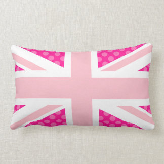 Girly Rosa Polka Dot Union Jack Lumbarkudde