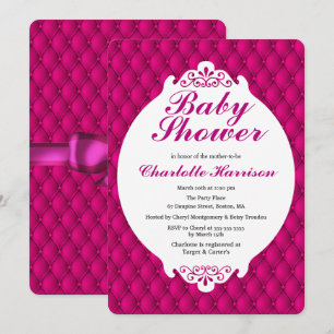Girly Rosa Princess & Rosa Ribbon Baby Shower Inbjudningar