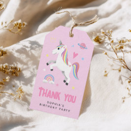 Girly Rosa Rainbow Unicorn Barns födelsedag Favor Presentetikett