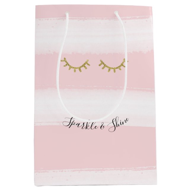 Girly Rosa Rand Guld Glitter Eyelash Gnistra (Framsidan)