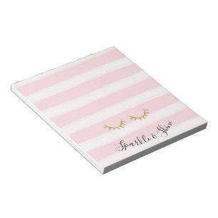 Girly Rosa Rand Guld Glitter Eyelash Gnistra Anteckningsblock