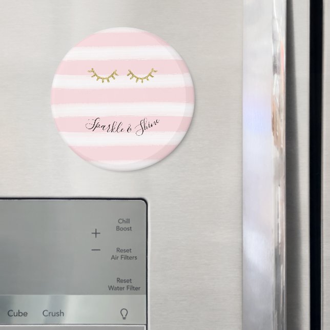 Girly Rosa Rand Guld Glitter Eyelash Magnet (In Situ (Fridge))