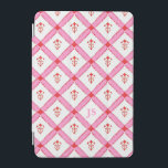 Girly Rosa & Red Mönster med Initialer iPad Mini Skydd<br><div class="desc">Rosa och rött i en roligt blommigt inspirerade gingham mönster. Anpassa med initialer eller namn!</div>
