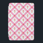 Girly Rosa & Red Mönster med Initialer iPad Mini Skydd<br><div class="desc">Rosa och rött i en roligt blommigt inspirerade gingham mönster. Anpassa med initialer eller namn!</div>