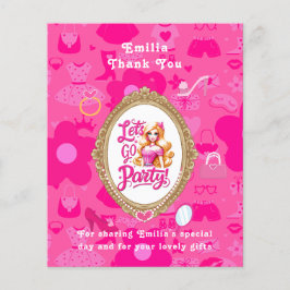 Girly Rosa Retro Doll Låt oss Gå Party födelsedage Flygblad