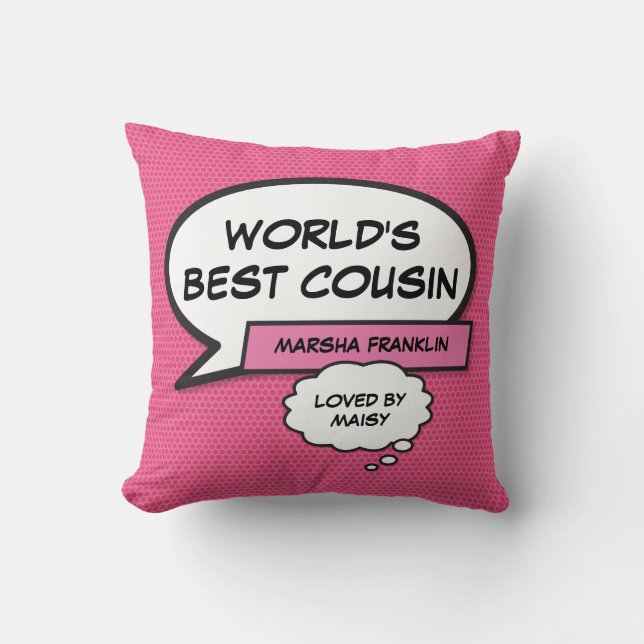 Girly Rosa Roligt World's Best Cousin Modern Coola Kudde (Framsida)