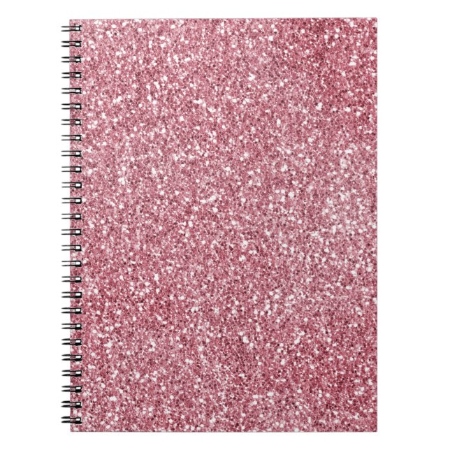 Girly Rosa ros Glitter Gnistra Anteckningsbok (Framsidan)
