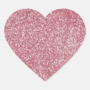 Girly Rosa ros Glitter Hjärtformat Klistermärke