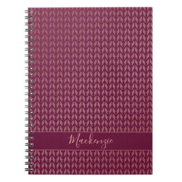 Girly Rosa ros Gold Foil Tribal Burgundy Boho Anteckningsbok