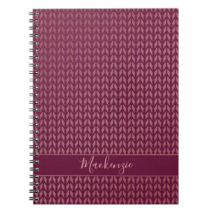 Girly Rosa ros Gold Foil Tribal Burgundy Boho Anteckningsbok