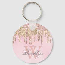 Girly  Rosa ros Guld Glitter driver Monogram