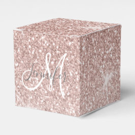 Girly Rosa ros Guld Glitter Sparkles Monogram Presentaskar