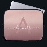 Girly Rosa ros Guld Mongram Ombre Gradient Laptop Fodral<br><div class="desc">Girly Rosa ros Mongram Ombre Gradient Elegant Monogram bärbar dator Fodral. Det här monogrammade fodral kan anpassas så att det omfattar ditt första och första namn.</div>