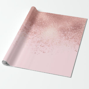 Girly  Rosa ros Guld Sprayed Confetti Ombre Presentpapper