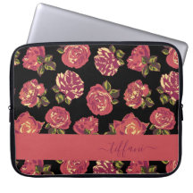 Girly Rosa ros i Bloom Laptop sleeve