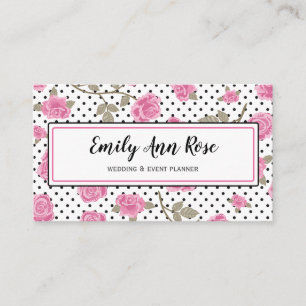 Girly Rosa ros Script Girly Blommigt Modern Visitkort