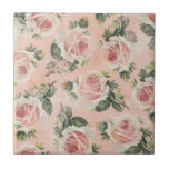 Girly Rosa ros Tile Kakelplatta<br><div class="desc">Sötens utformning med rosa kål ro på en mjuk och texturerad rosa.</div>