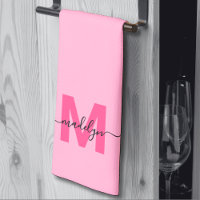 Girly Rosa Script Namn Monogram