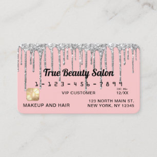 Girly Rosa Silver Glitter Drives Kredit Visitkort