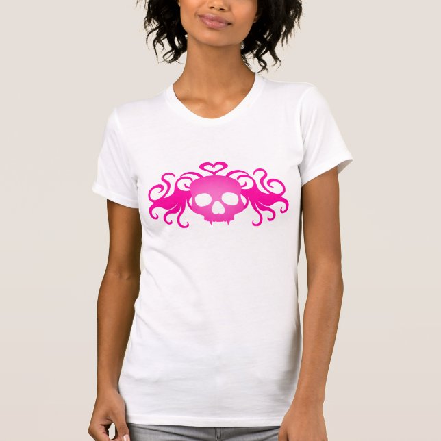 Girly rosa skalle t-shirt (Framsida)