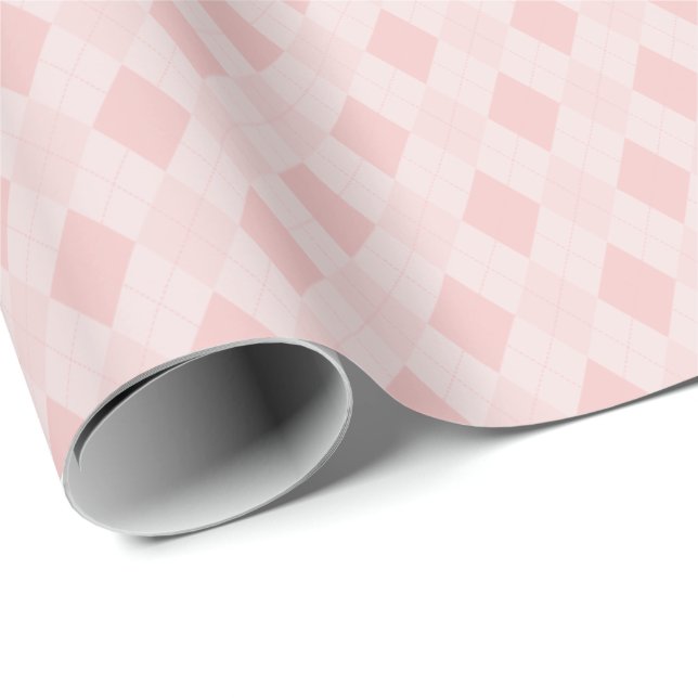 Girly Rosa Small Argyle Diamond Mönster Presentpapper (Rullad Hörn)