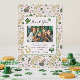 Girly Rosa St Patricks Irish Tack You Card Kort