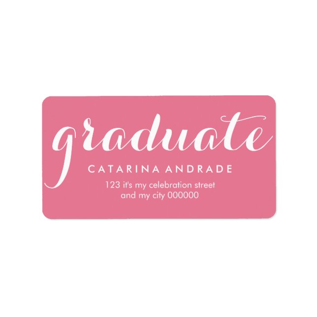 Girly Rosa Studenten Modern Calligraphy Student Adressetikett (Framsidan)