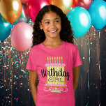 Girly Rosa Sweet Whimsical Birthday T Shirt<br><div class="desc">Grönt och gult gör den här födelsedagstårtan toppen söt. Ge din födelsedag är den uppmärksamhet hon ska ha och gör henne till extra speciell med den här lilla rosa-tjejen T-shirt.</div>