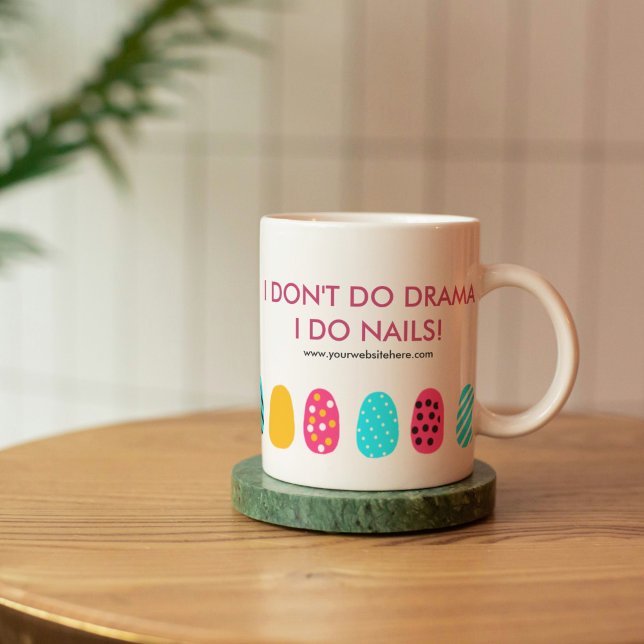 Girly Rosa Teal Nail Salon Quote Kaffemugg (Modern Girly Nail Mug)