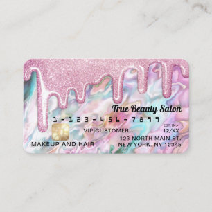 Girly Rosa Teal Pearl Opal Glitter Drives Kredit Visitkort