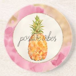 Girly Rosa Tropical Pineapple Guld Glitter Underlägg