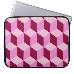 Girly Rosa Tumbling Blocks Seamless Mönster Laptop Sleeve