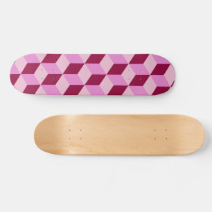 Girly Rosa Tumbling Blocks Seamless Mönster Mini Skateboard Bräda 18,7 Cm